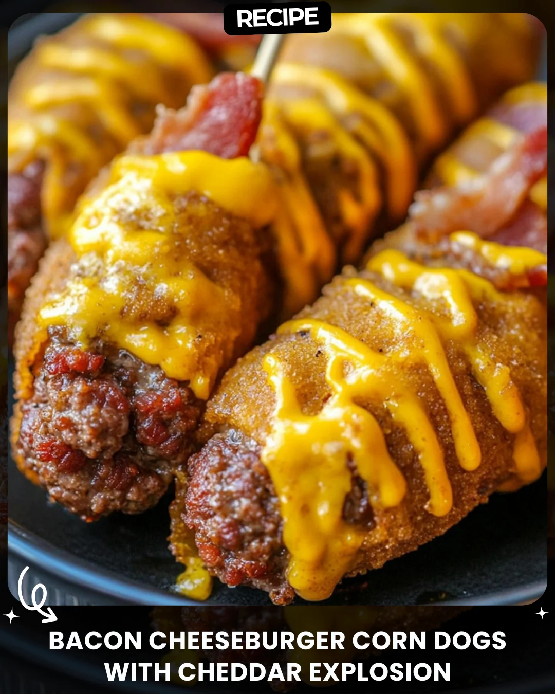 Bacon Cheeseburger Corn Dogs with Cheddar Explosion