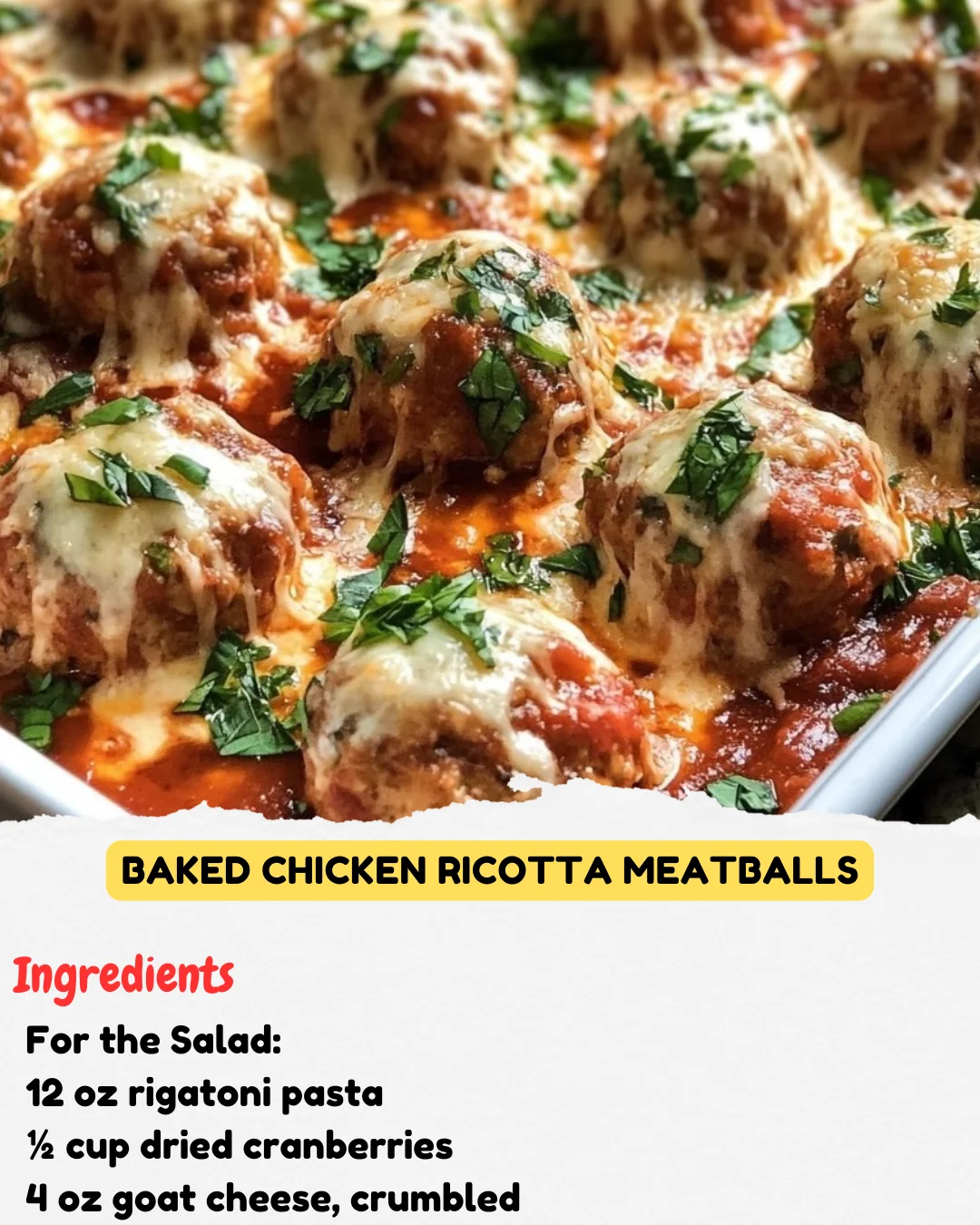 Baked Chicken Ricotta Meatballs