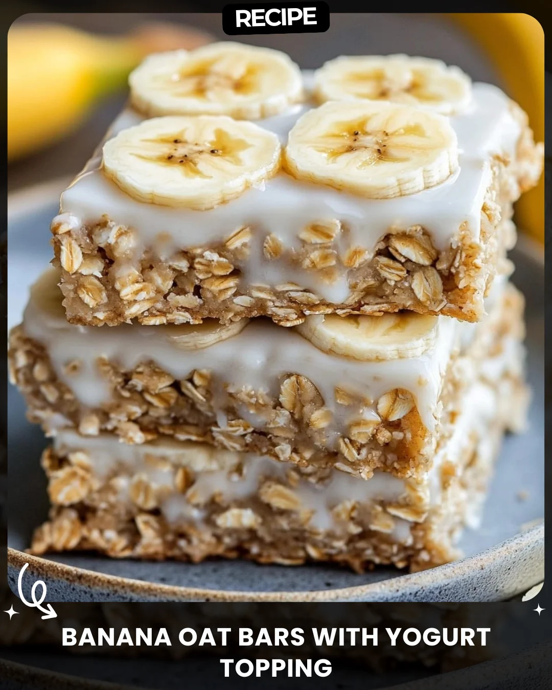 Banana Oat Bars with Yogurt Topping