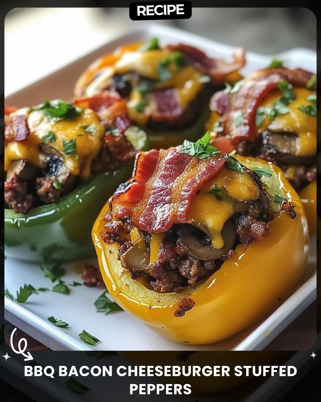 BBQ Bacon Cheeseburger Stuffed Peppers