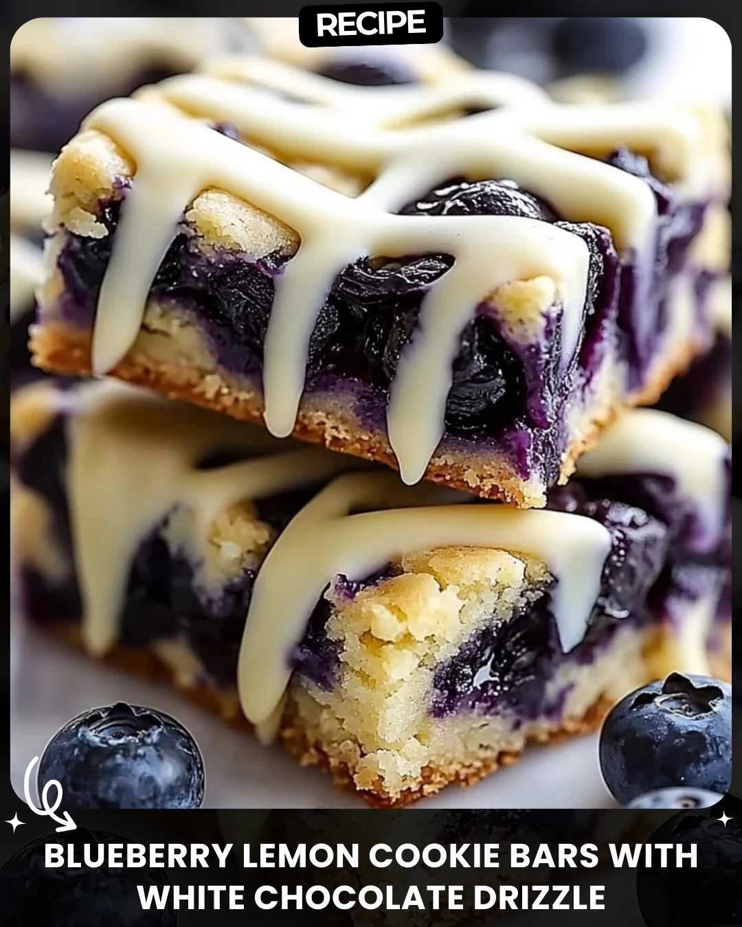 Blueberry Lemon Cookie Bars with White Chocolate Drizzle