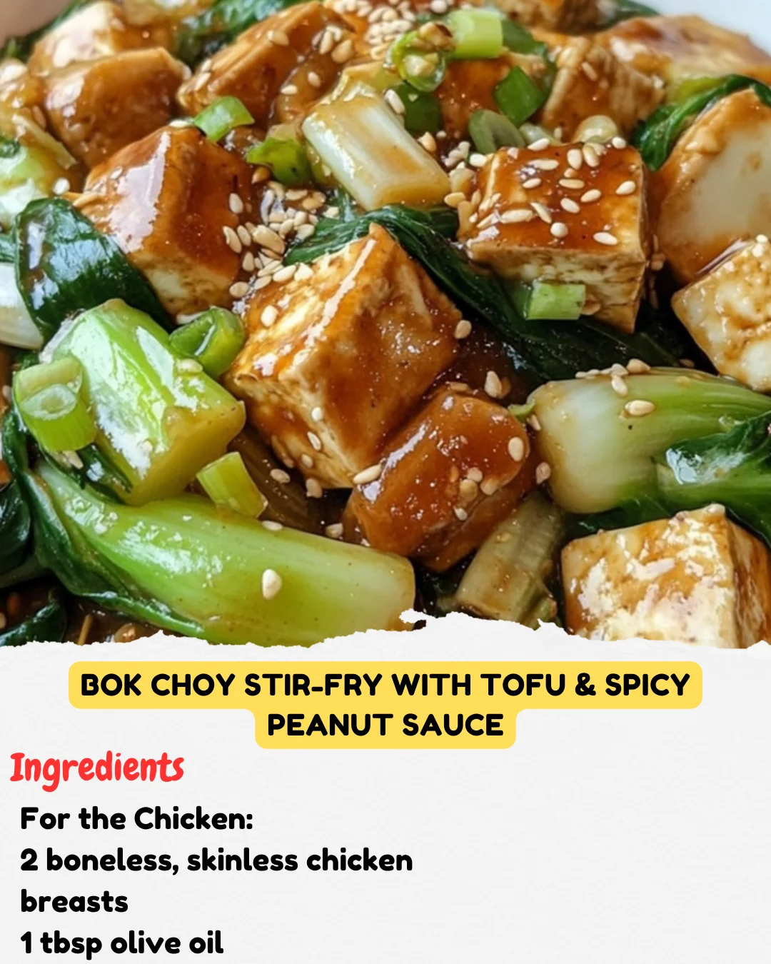 Bok Choy Stir-Fry with Tofu & Spicy Peanut Sauce