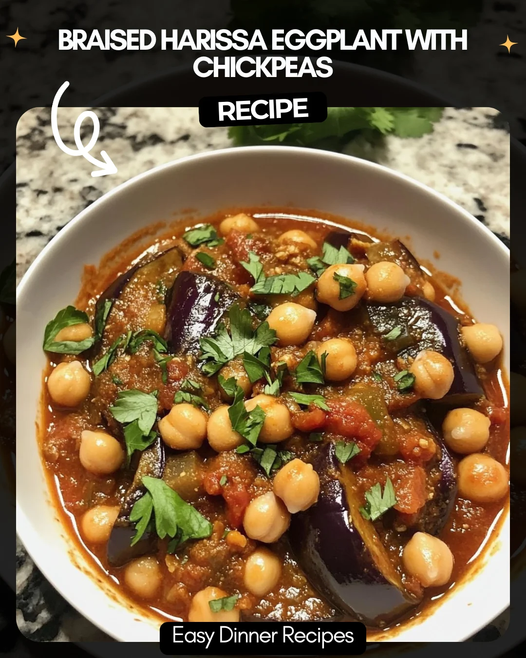 Braised Harissa Eggplant with Chickpeas