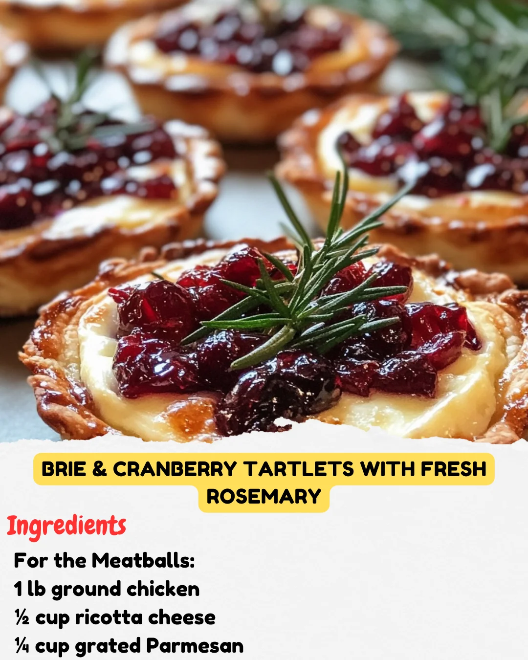 Brie & Cranberry Tartlets with Fresh Rosemary
