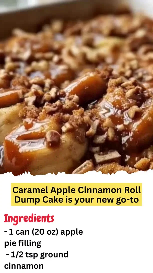 Caramel Apple Cinnamon Roll Dump Cake is your new go-to