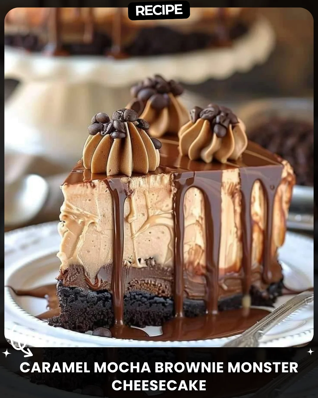 Caramel Mocha Brownie Monster Cheesecake