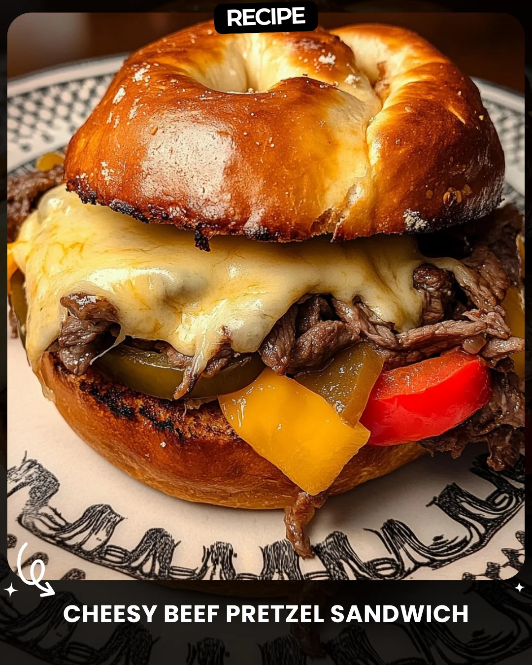 Cheesy Beef Pretzel Sandwich