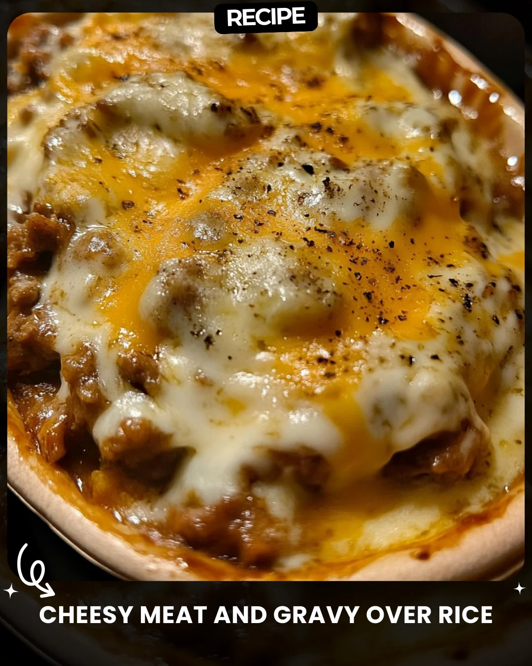 Cheesy Meat and Gravy over Rice