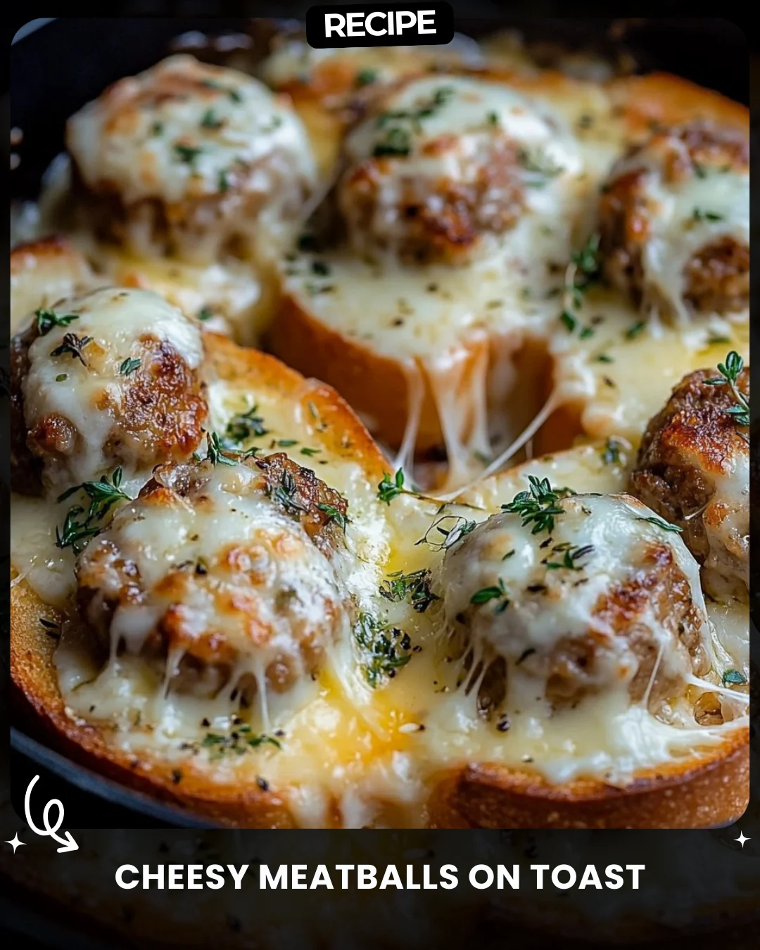 Cheesy Meatballs on Toast