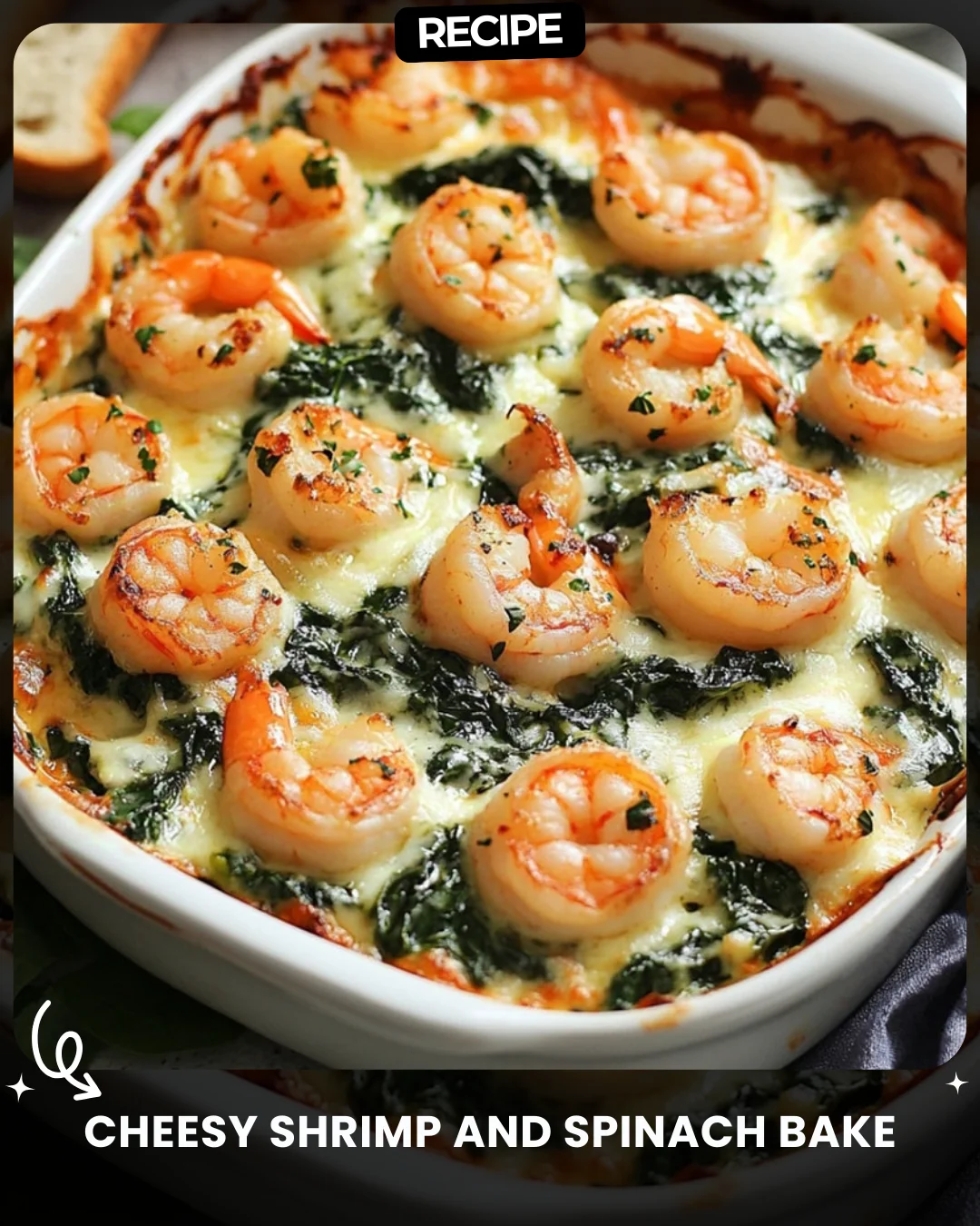 Cheesy Shrimp and Spinach Bake