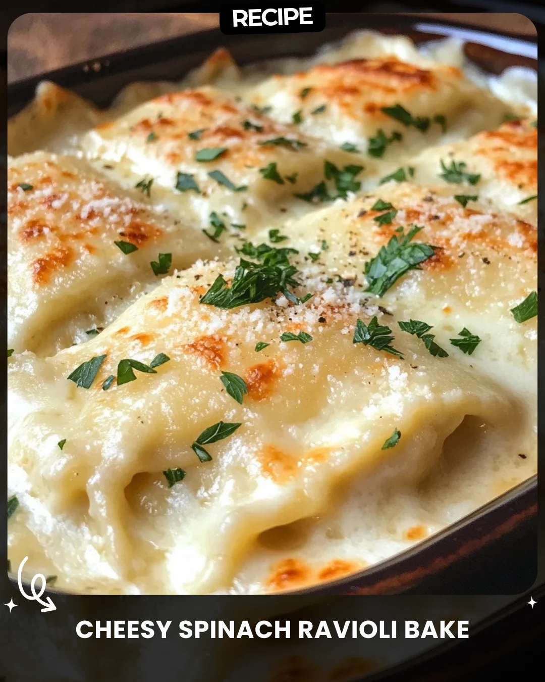Cheesy Spinach Ravioli Bake