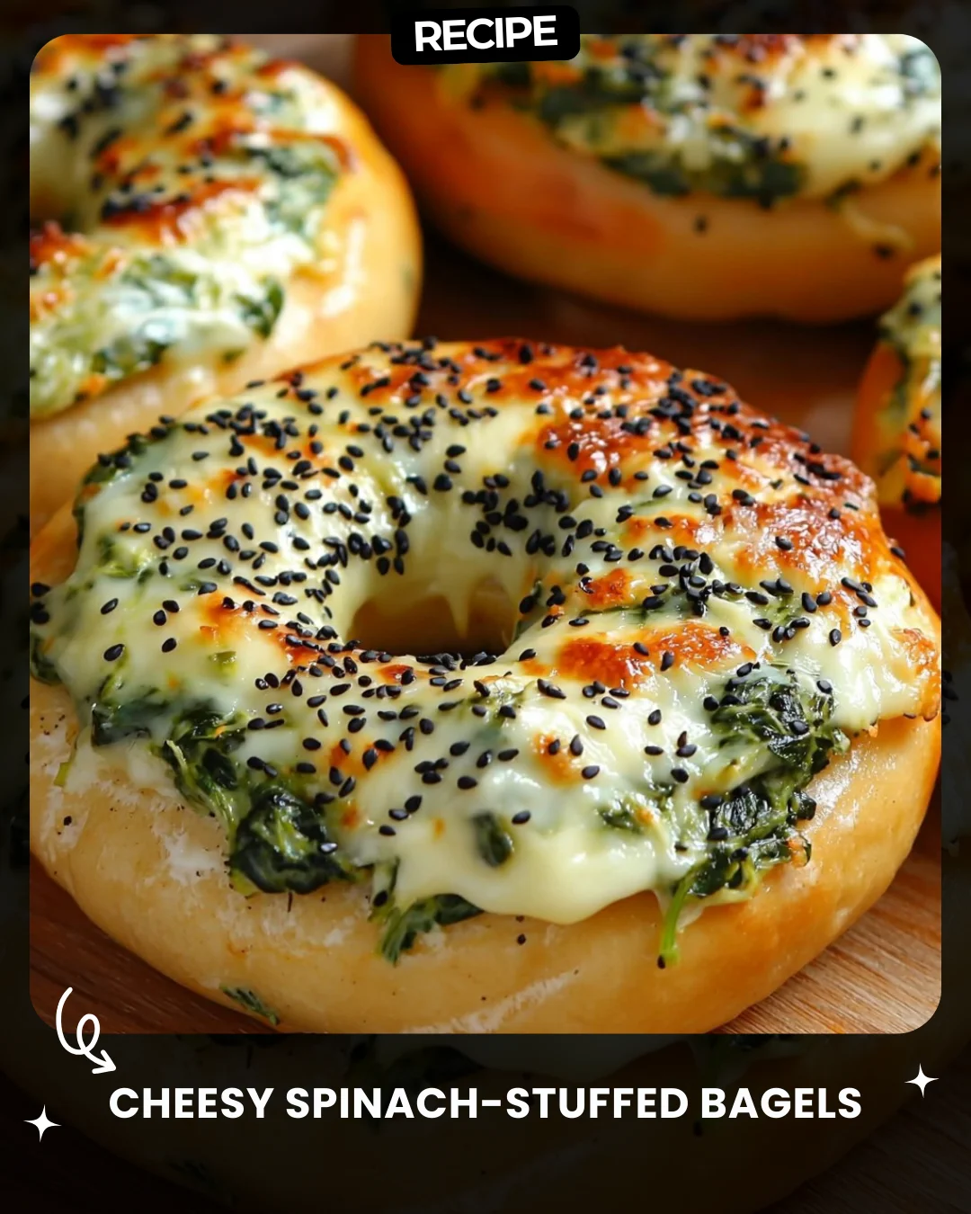 Cheesy Spinach-Stuffed Bagels
