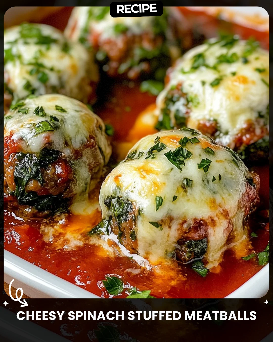 Cheesy Spinach Stuffed Meatballs