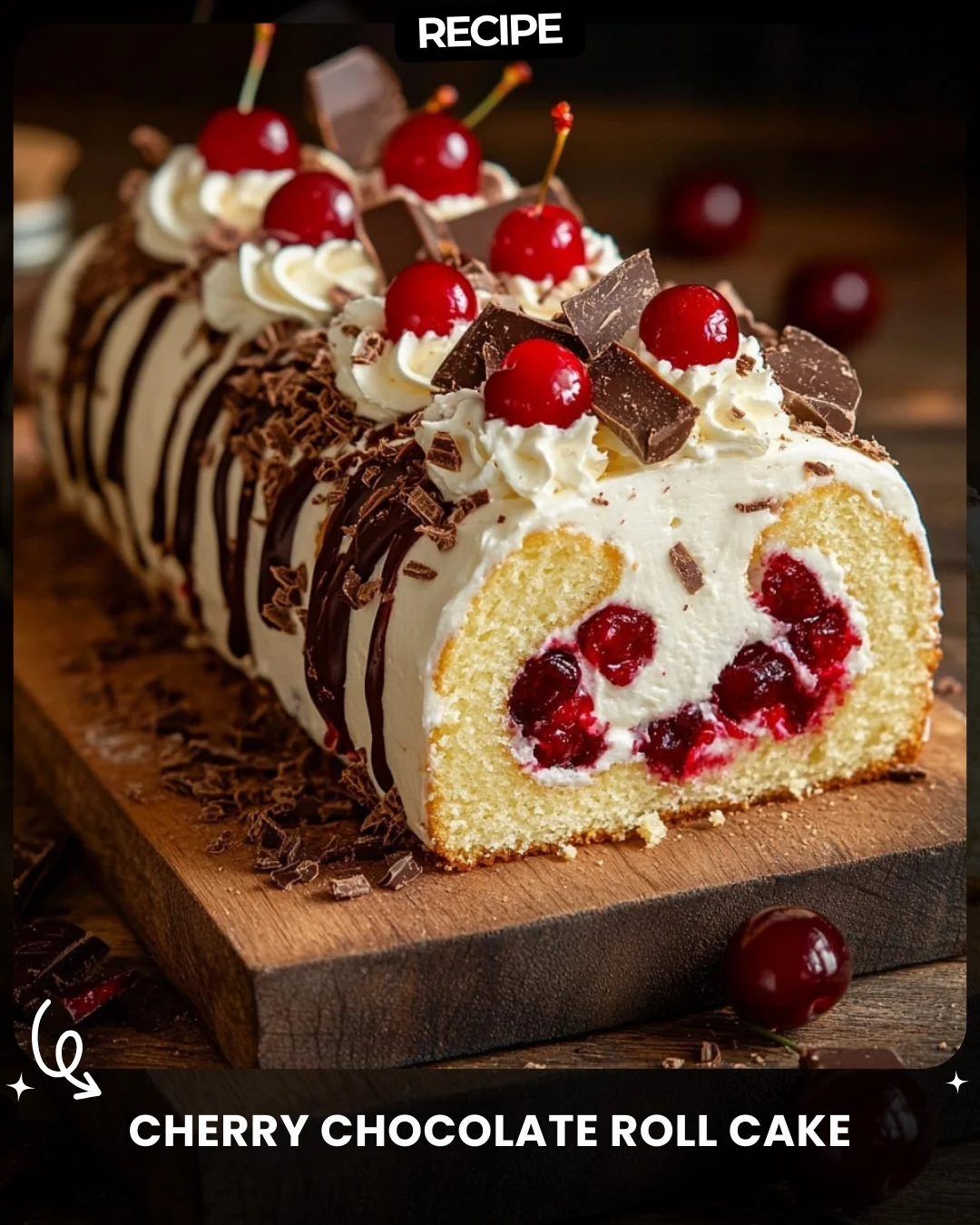 Cherry Chocolate Roll Cake