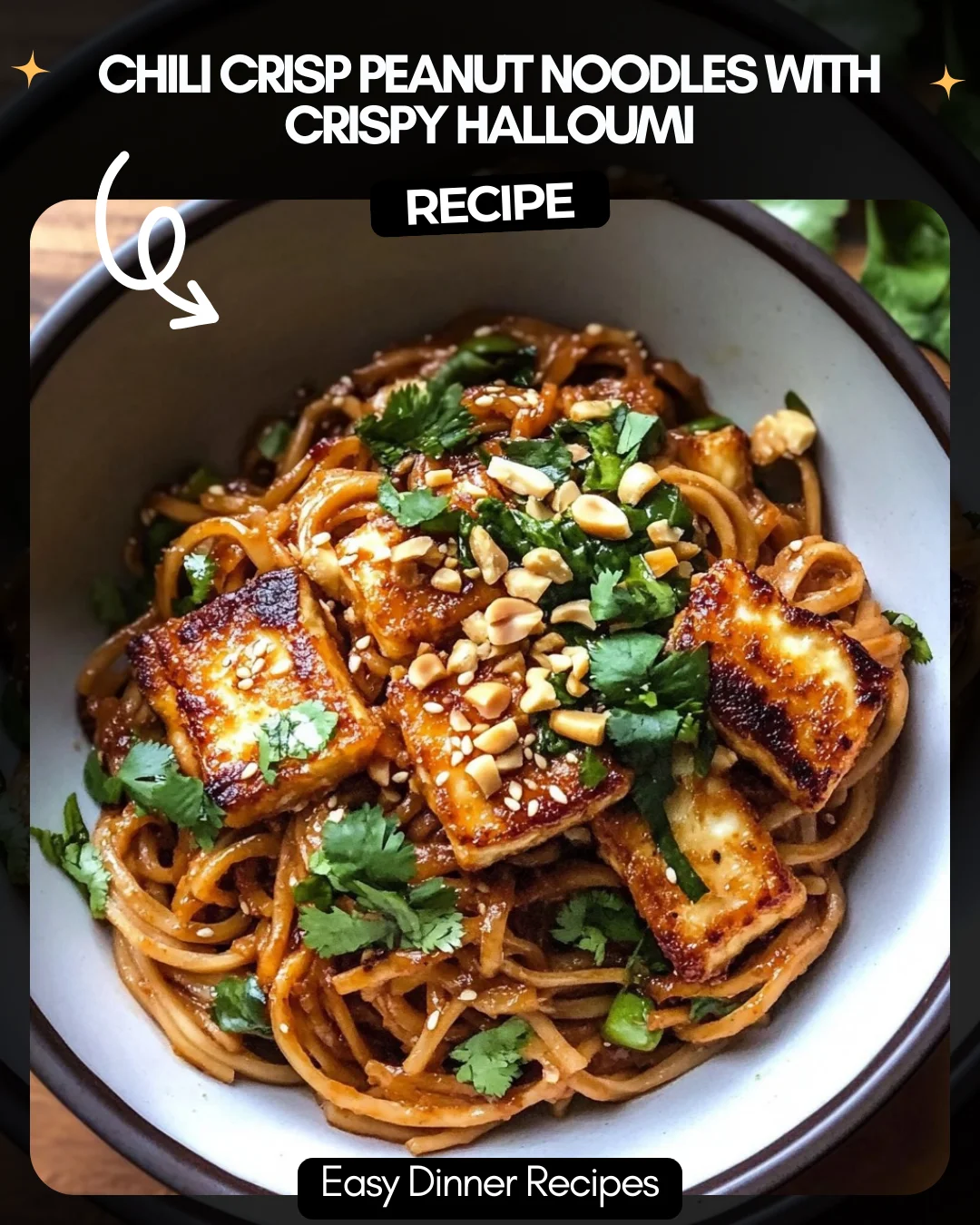 Chili Crisp Peanut Noodles with Crispy Halloumi