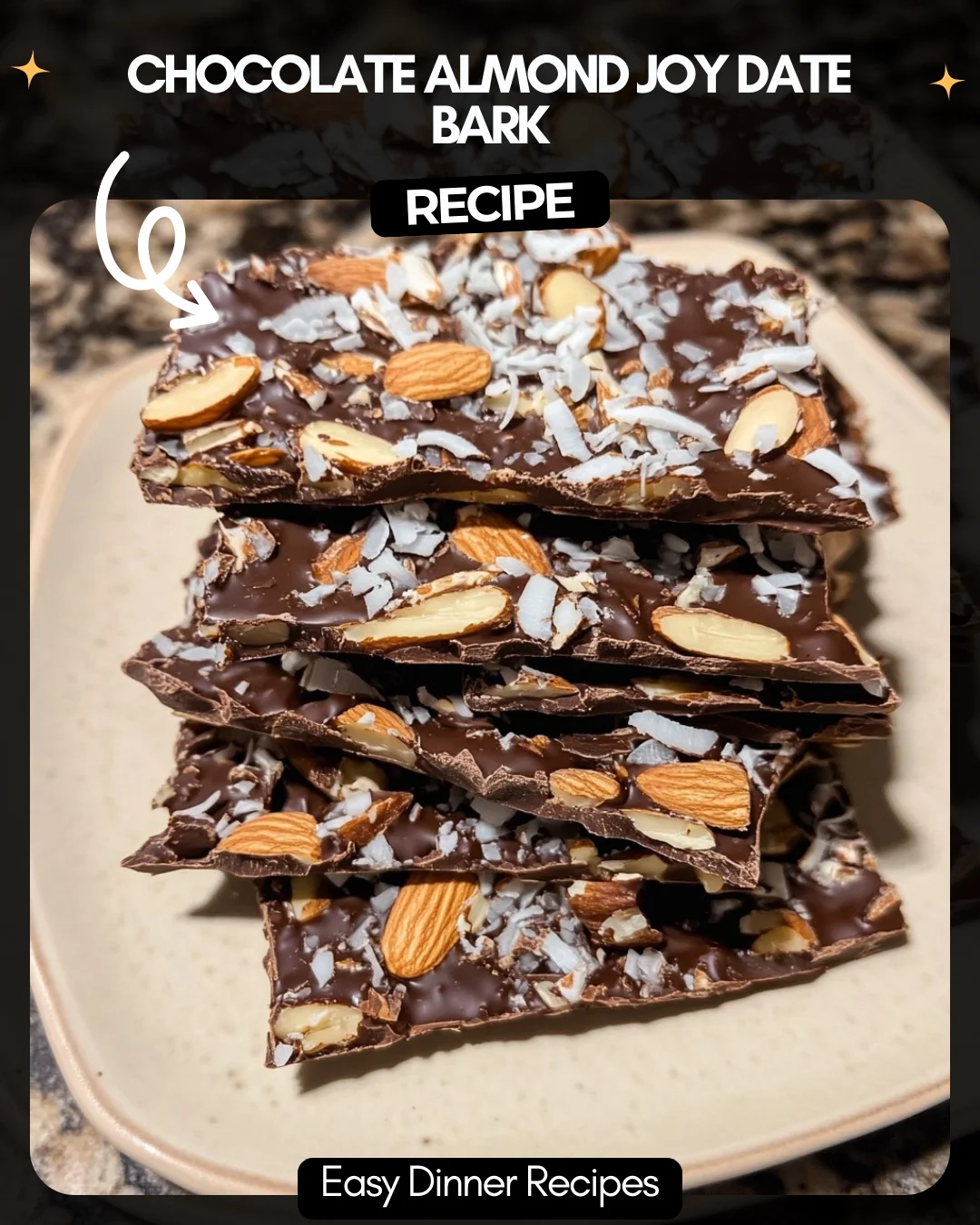 Chocolate Almond Joy Date Bark