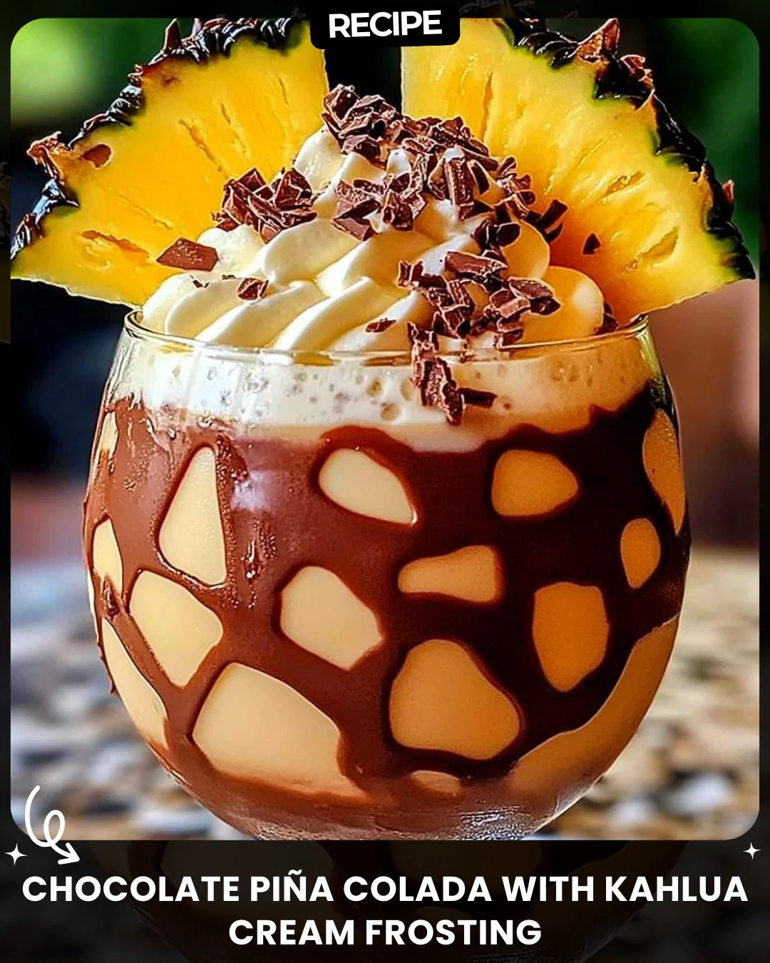 Chocolate Piña Colada with Kahlua Cream Frosting