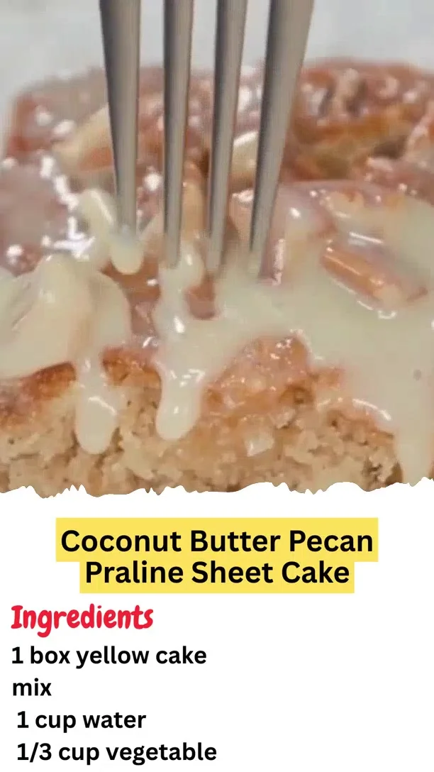 Coconut Butter Pecan Praline Sheet Cake