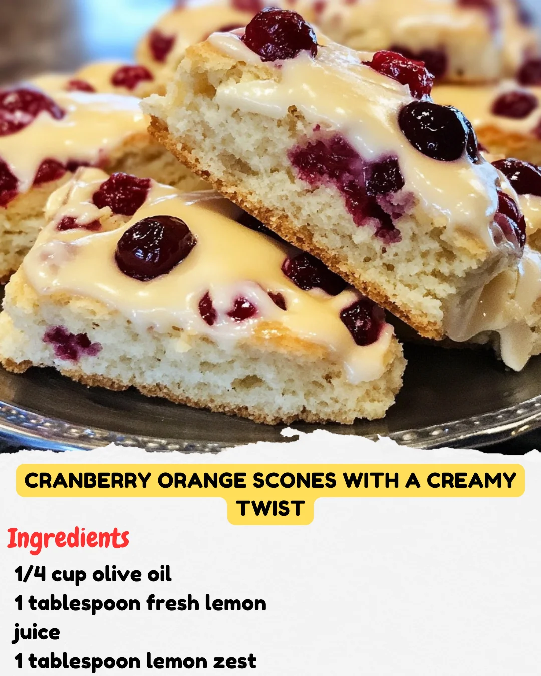 Cranberry Orange Scones with a Creamy Twist