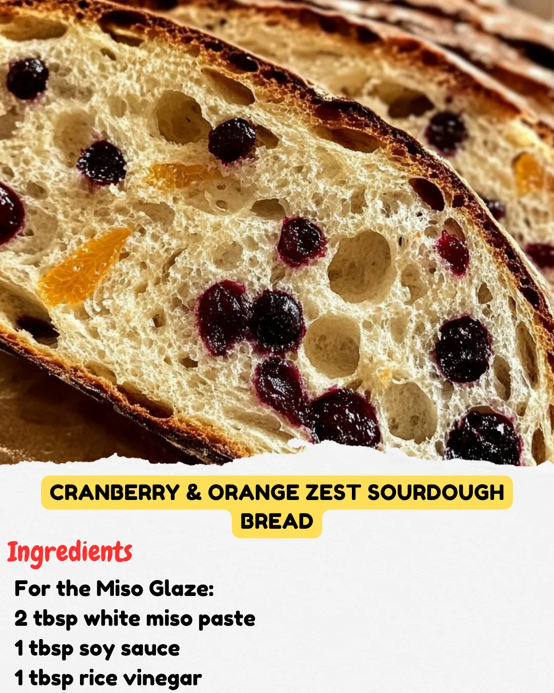 Cranberry & Orange Zest Sourdough Bread