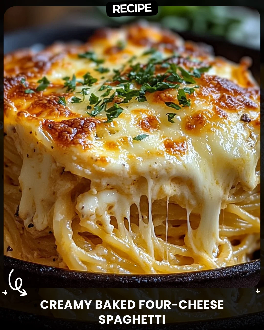 Creamy Baked Four-Cheese Spaghetti