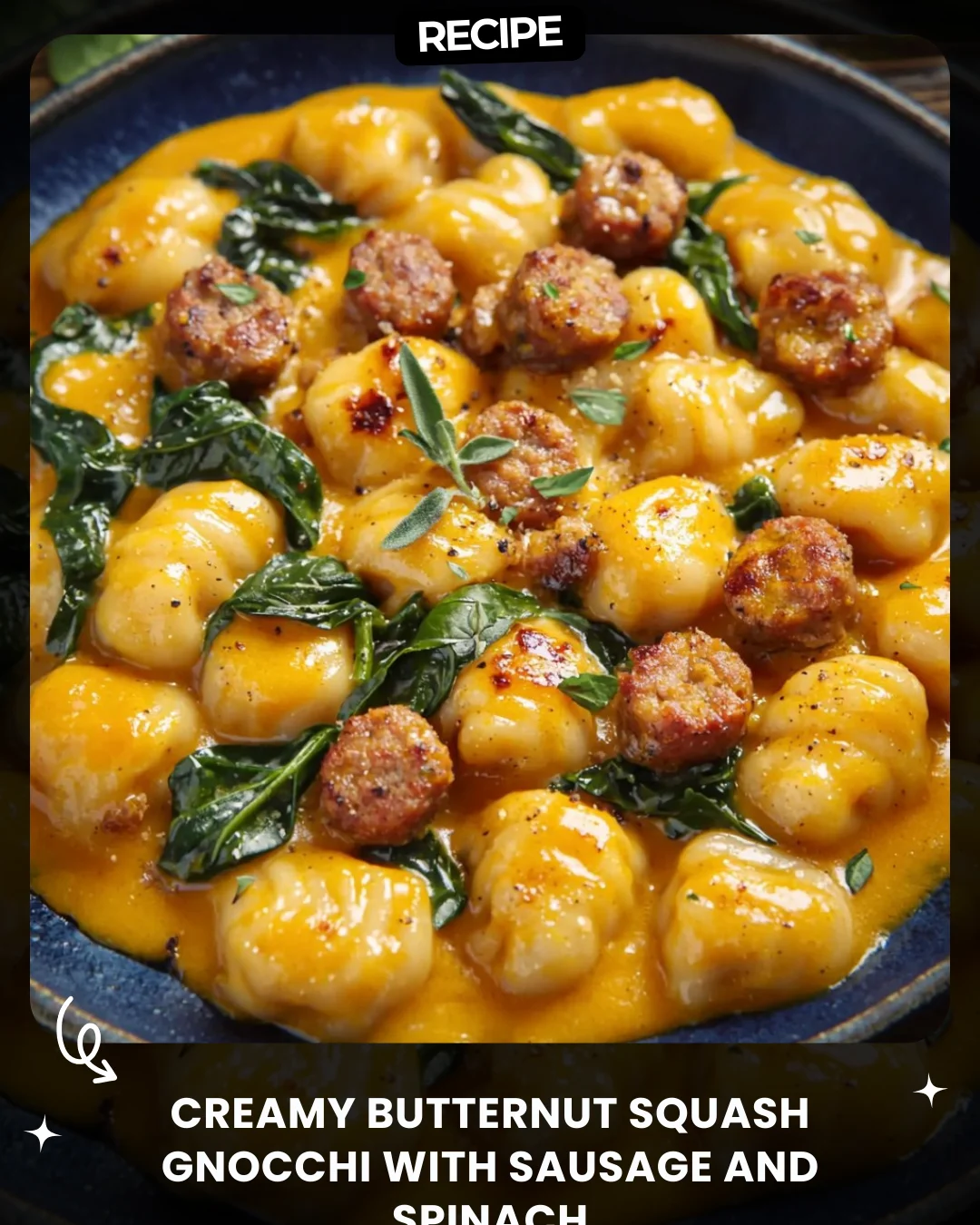 Creamy Butternut Squash Gnocchi with Sausage and Spinach