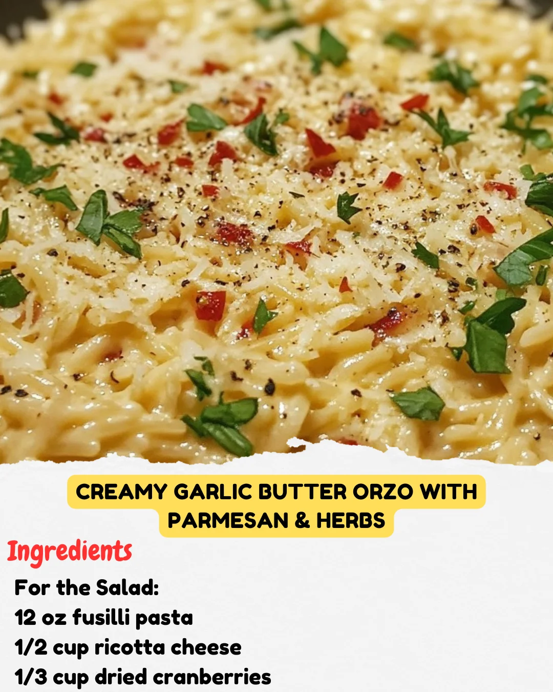 Creamy Garlic Butter Orzo with Parmesan & Herbs