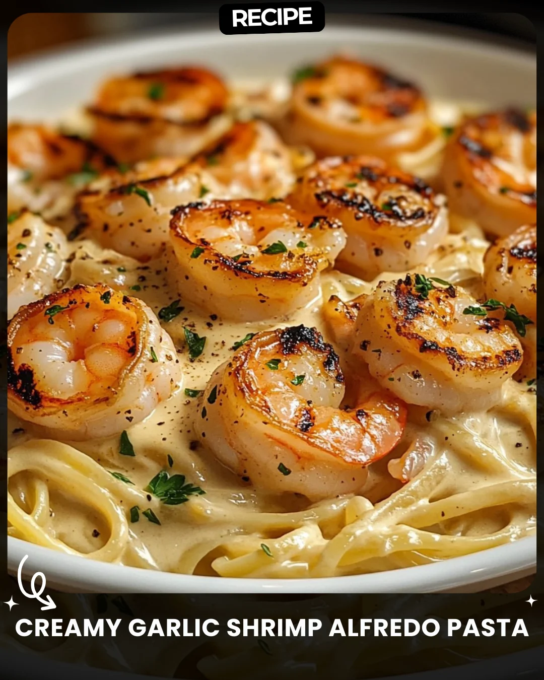 Creamy Garlic Shrimp Alfredo Pasta