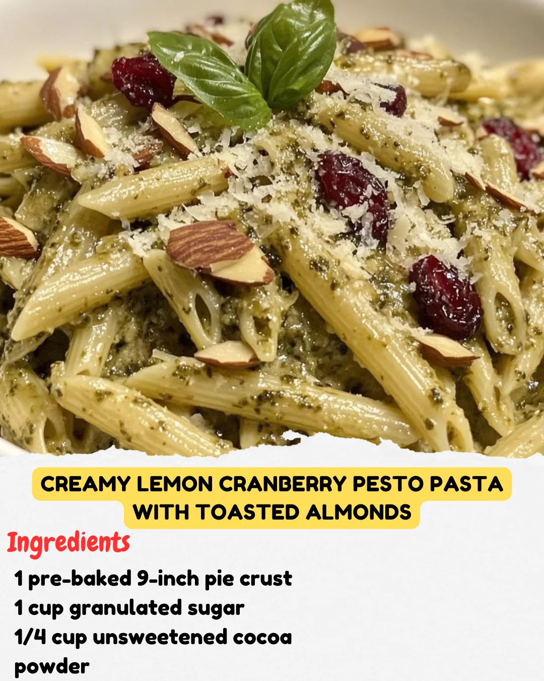 Creamy Lemon Cranberry Pesto Pasta with Toasted Almonds