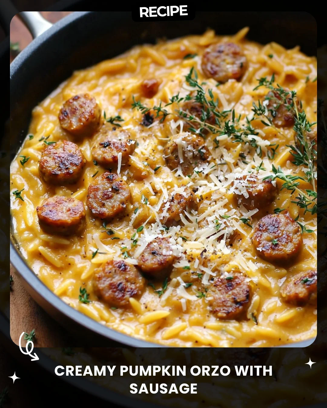 Creamy Pumpkin Orzo with Sausage