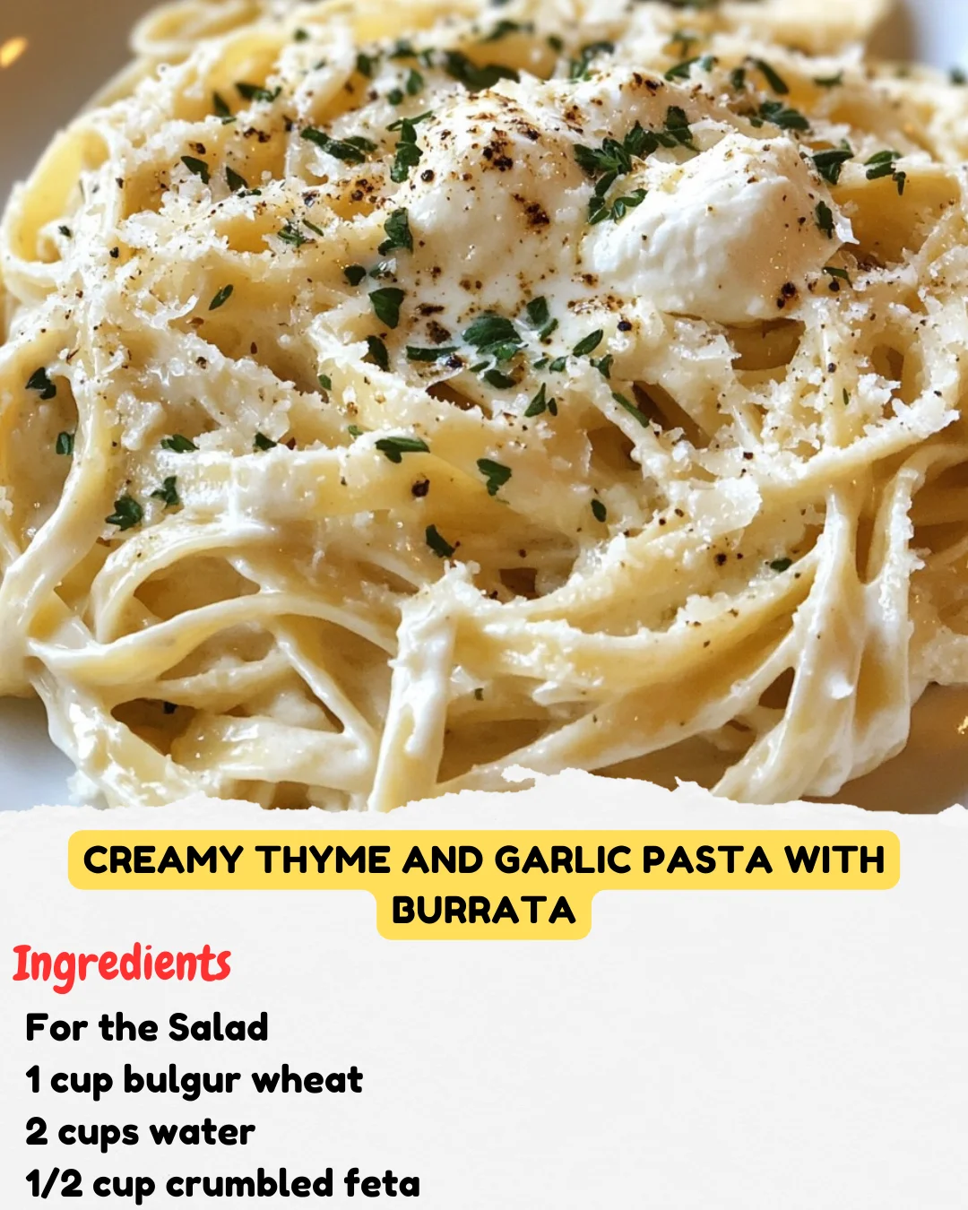 Creamy Thyme and Garlic Pasta with Burrata