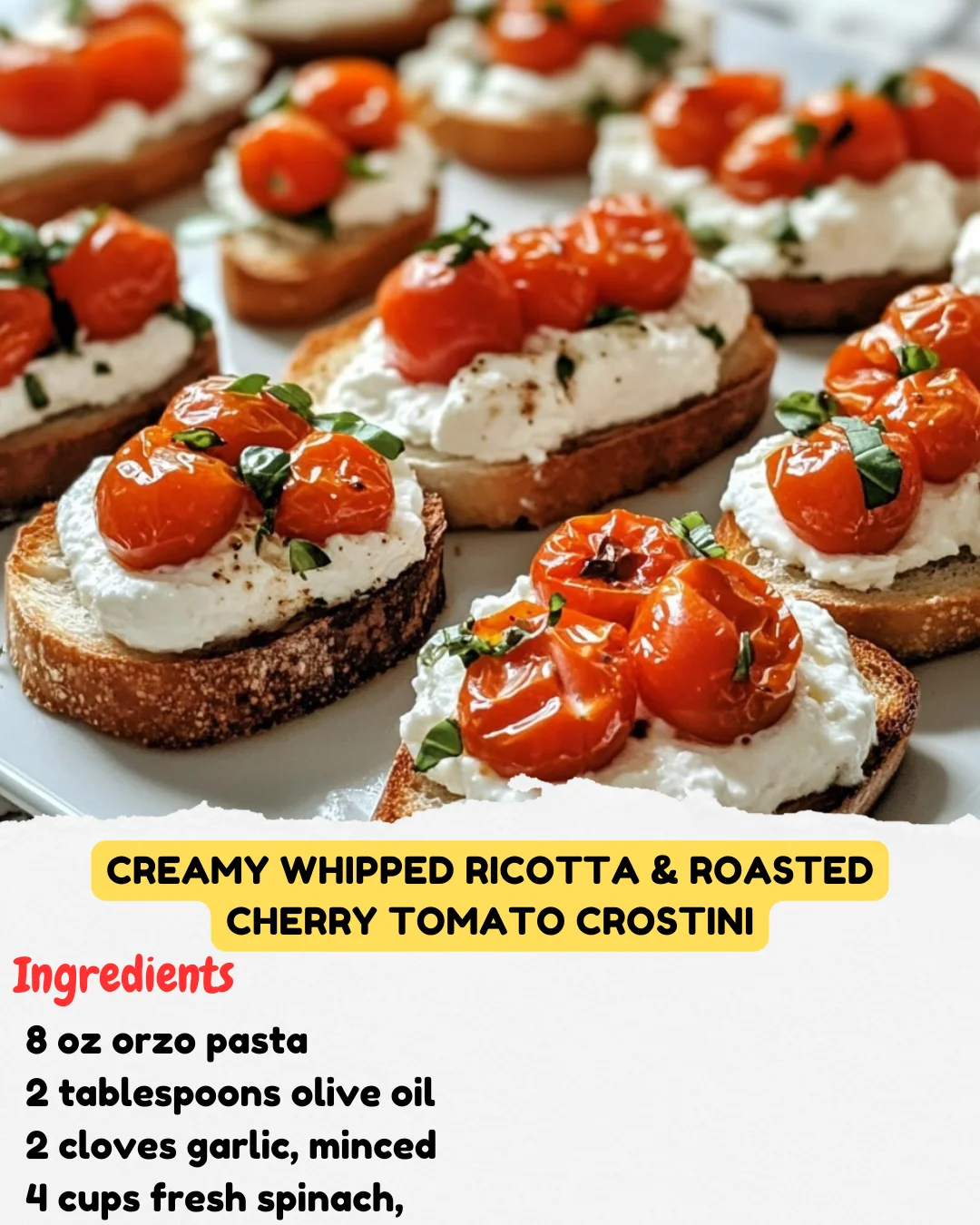 Creamy Whipped Ricotta & Roasted Cherry Tomato Crostini