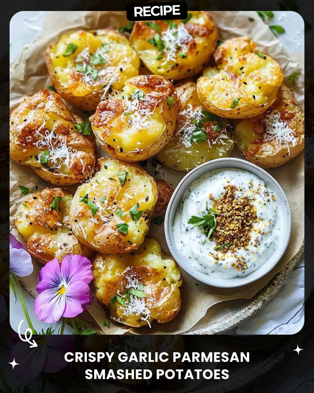 Crispy Garlic Parmesan Smashed Potatoes