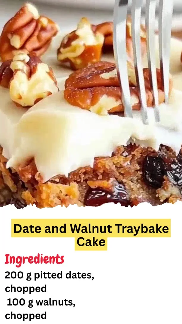 Date and Walnut Traybake Cake