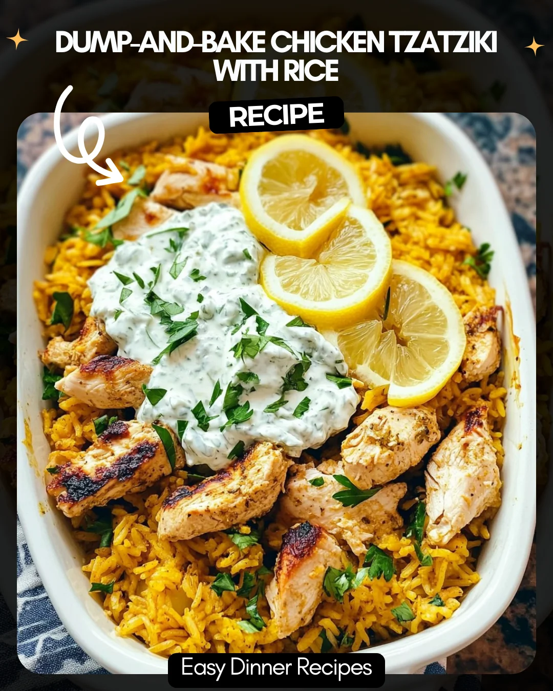 Dump-and-Bake Chicken Tzatziki with Rice