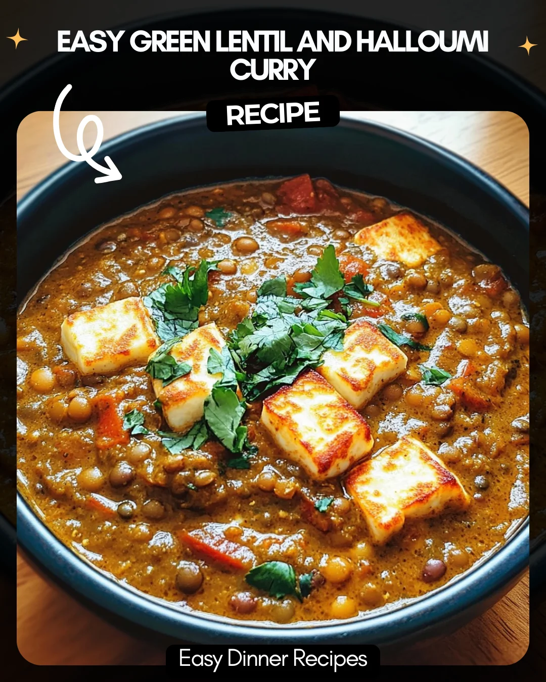 Easy Green Lentil and Halloumi Curry