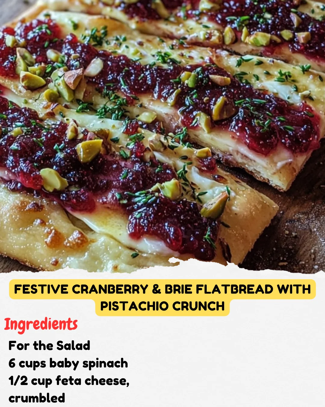 Festive Cranberry & Brie Flatbread with Pistachio Crunch