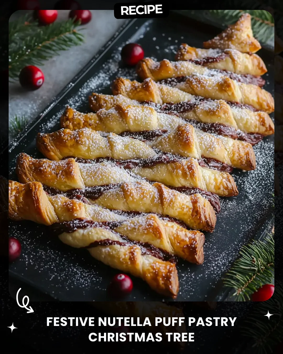 Festive Nutella Puff Pastry Christmas Tree