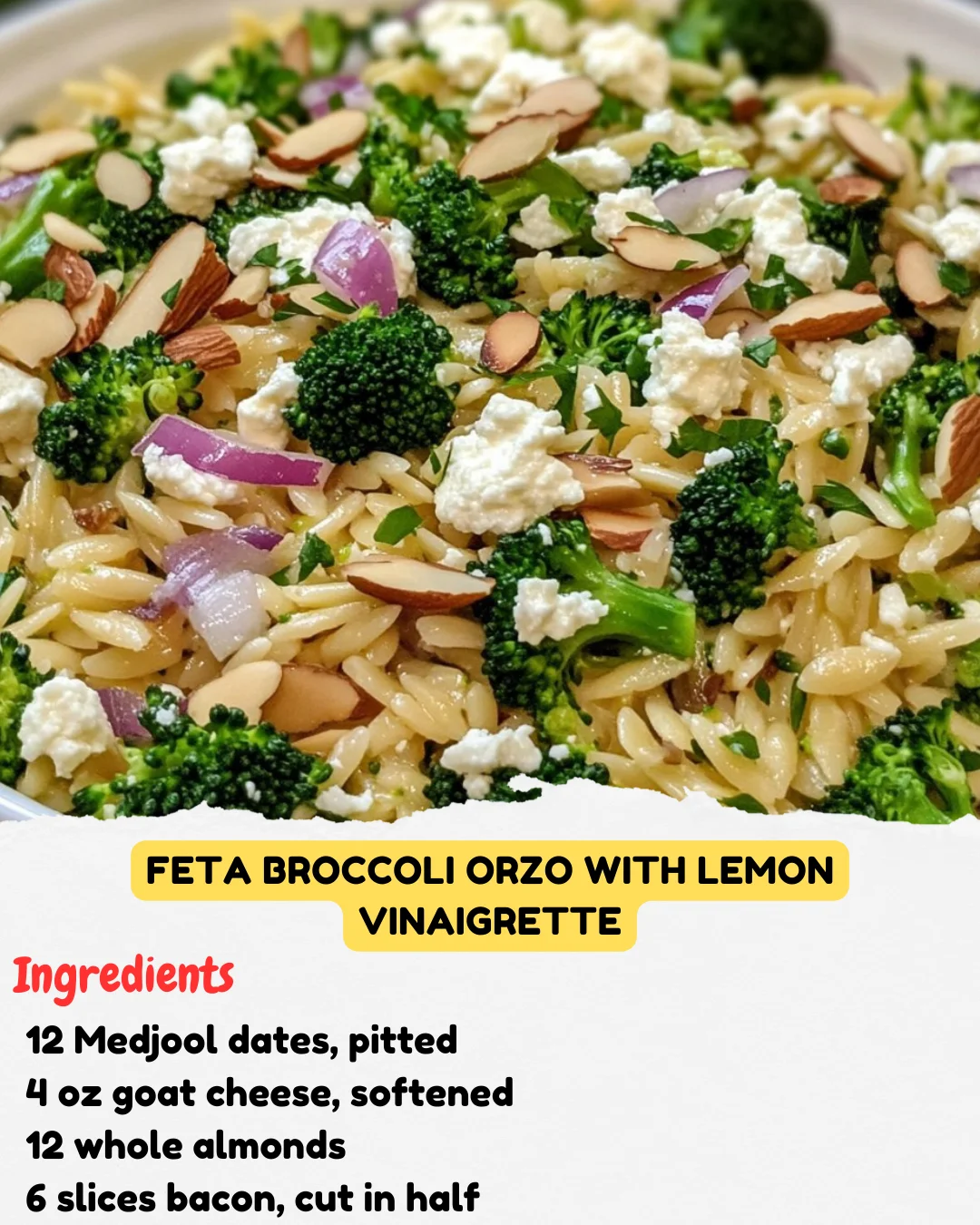 Feta Broccoli Orzo with Lemon Vinaigrette