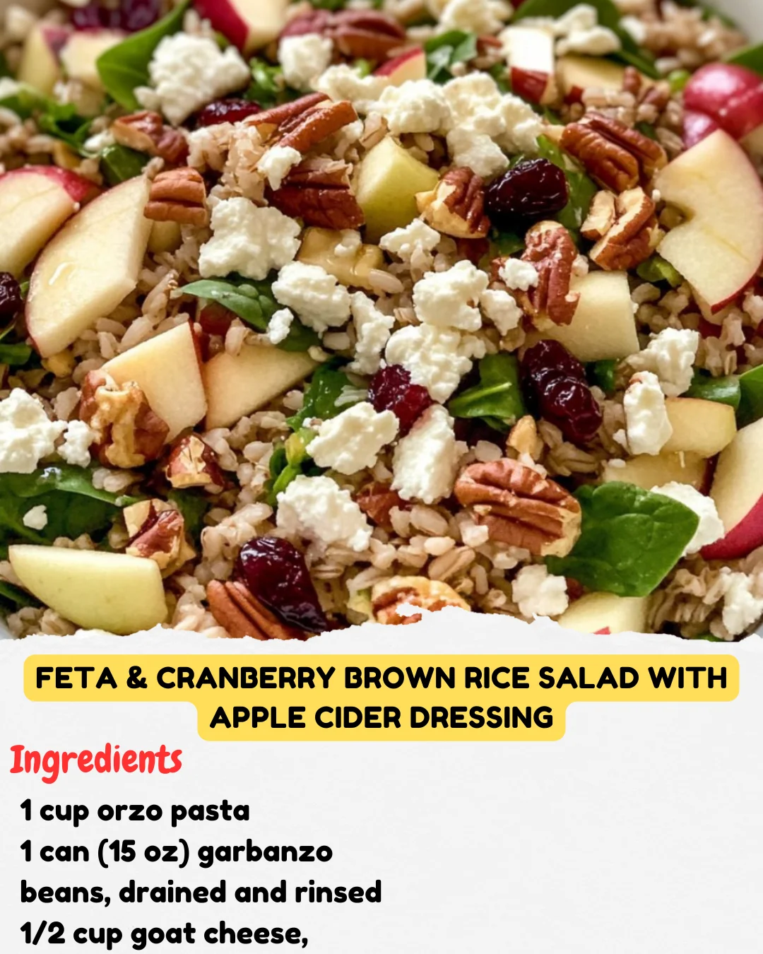 Feta & Cranberry Brown Rice Salad with Apple Cider Dressing