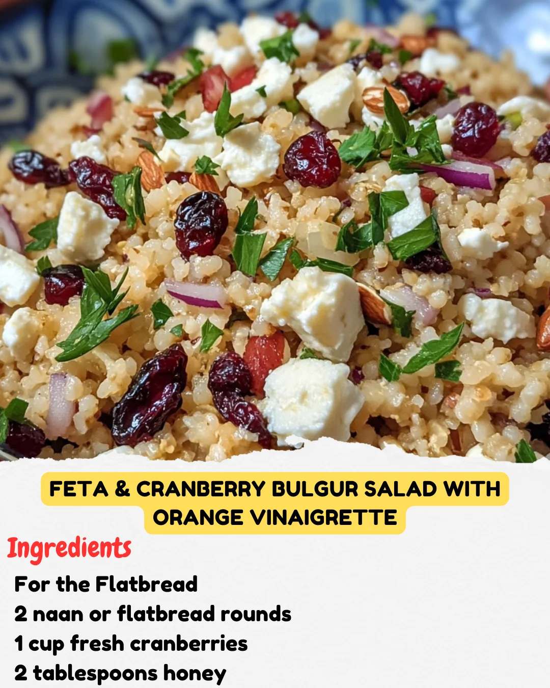 Feta & Cranberry Bulgur Salad with Orange Vinaigrette