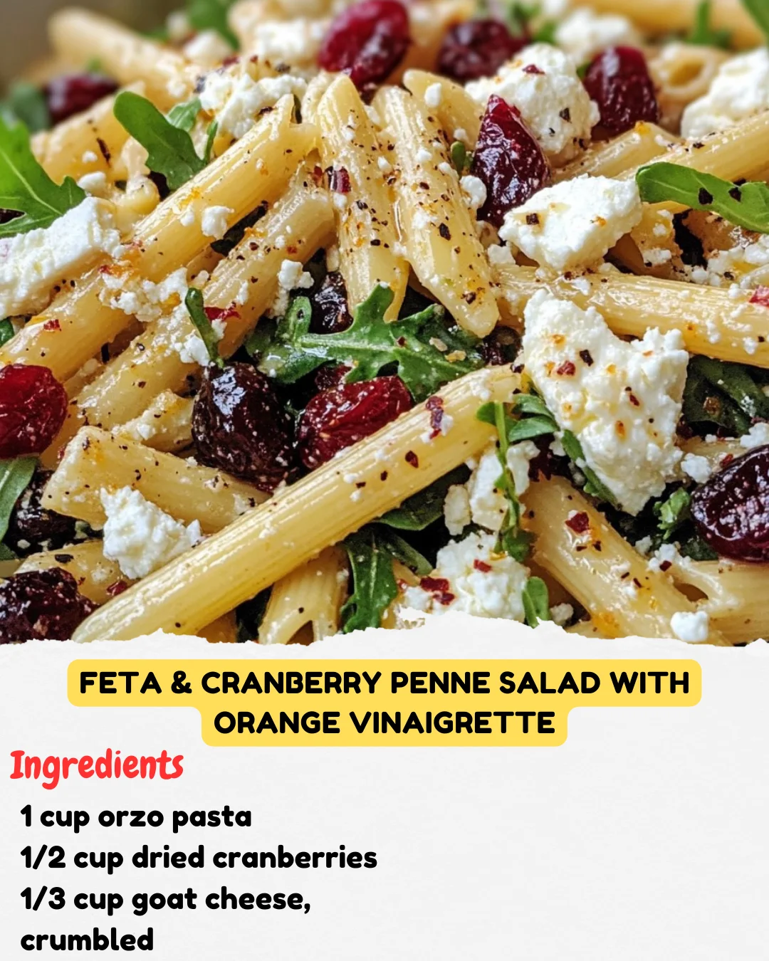 Feta & Cranberry Penne Salad with Orange Vinaigrette