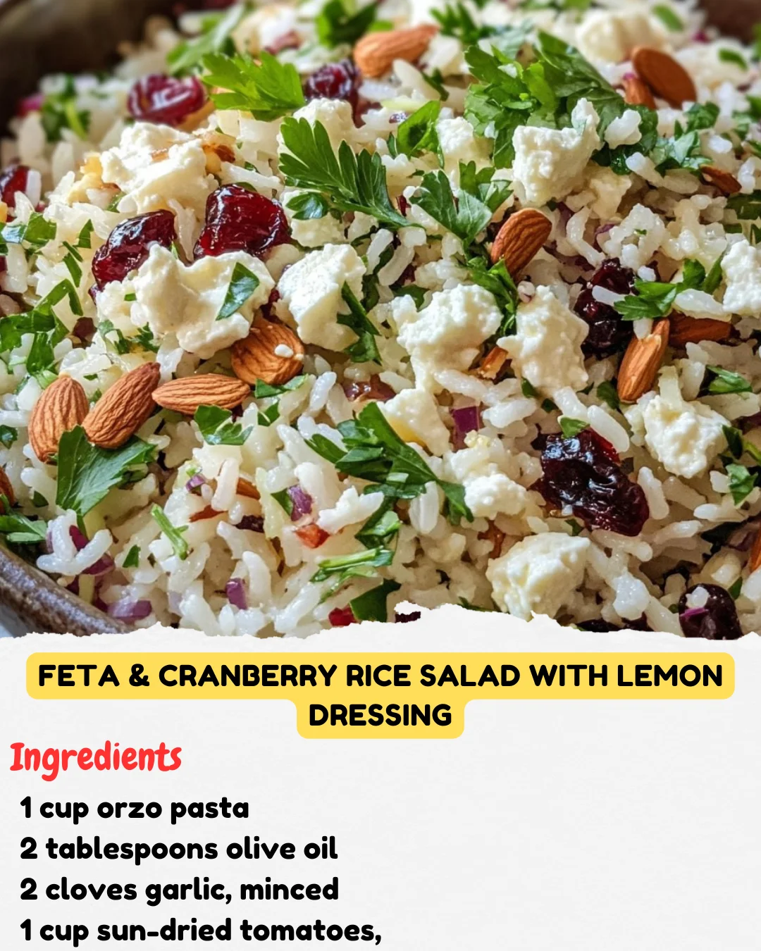 Feta & Cranberry Rice Salad with Lemon Dressing