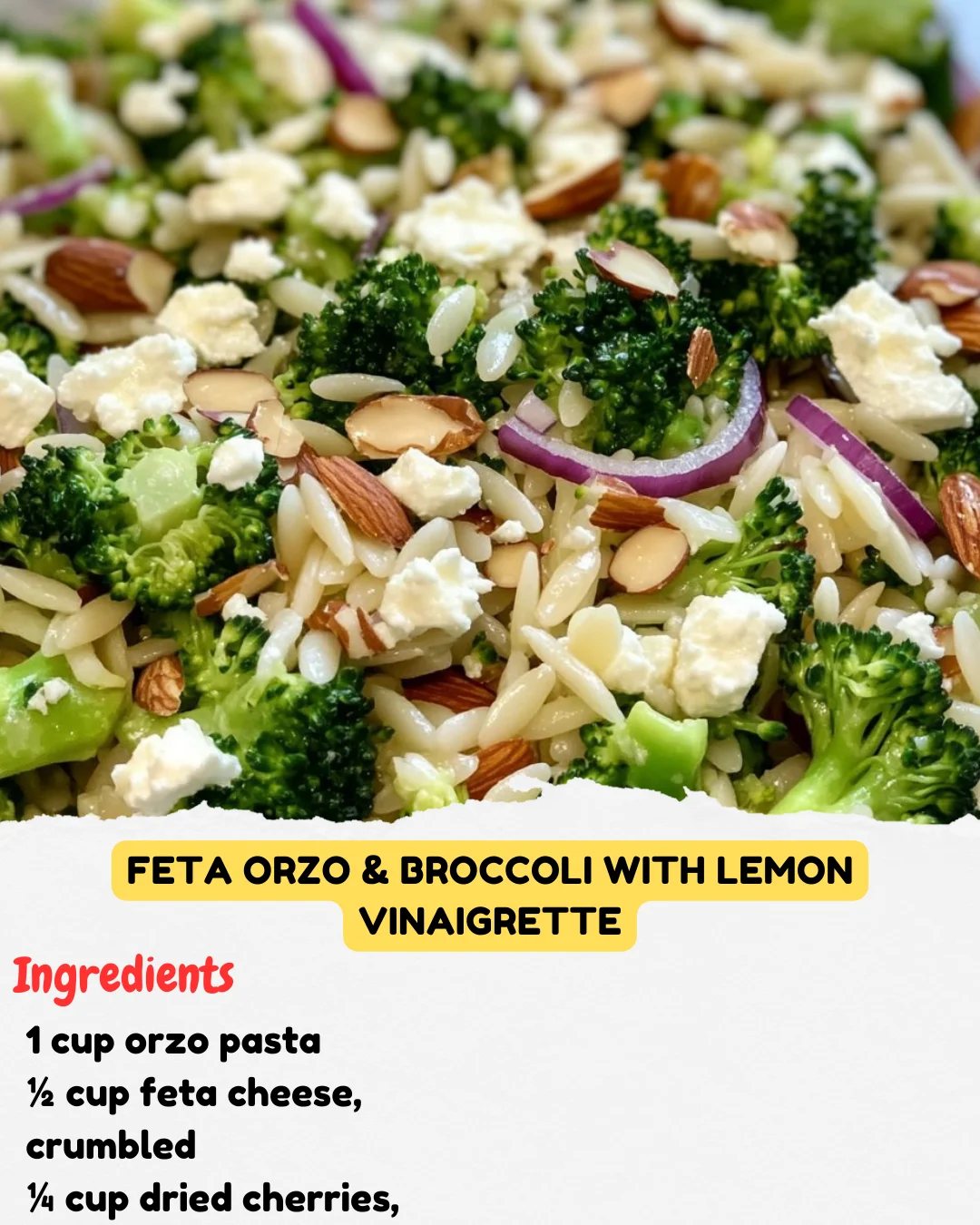 Feta Orzo & Broccoli with Lemon Vinaigrette