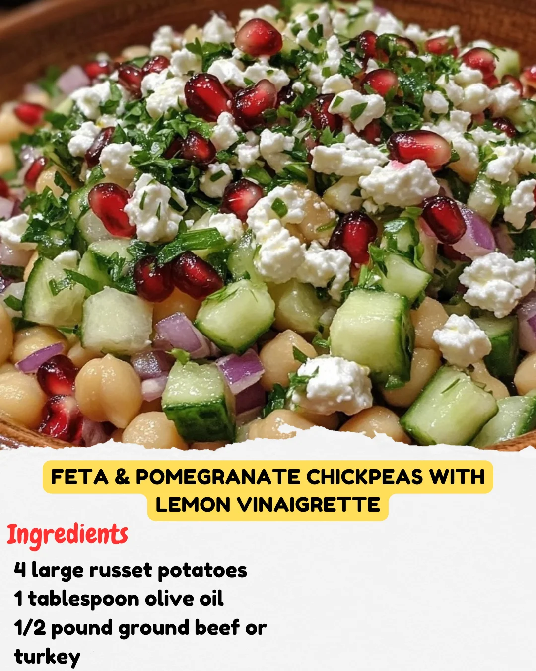 Feta & Pomegranate Chickpeas with Lemon Vinaigrette