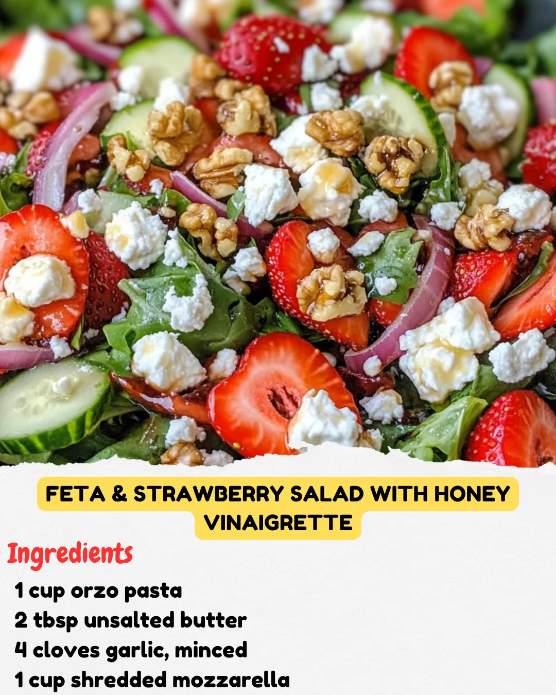 Feta & Strawberry Salad with Honey Vinaigrette