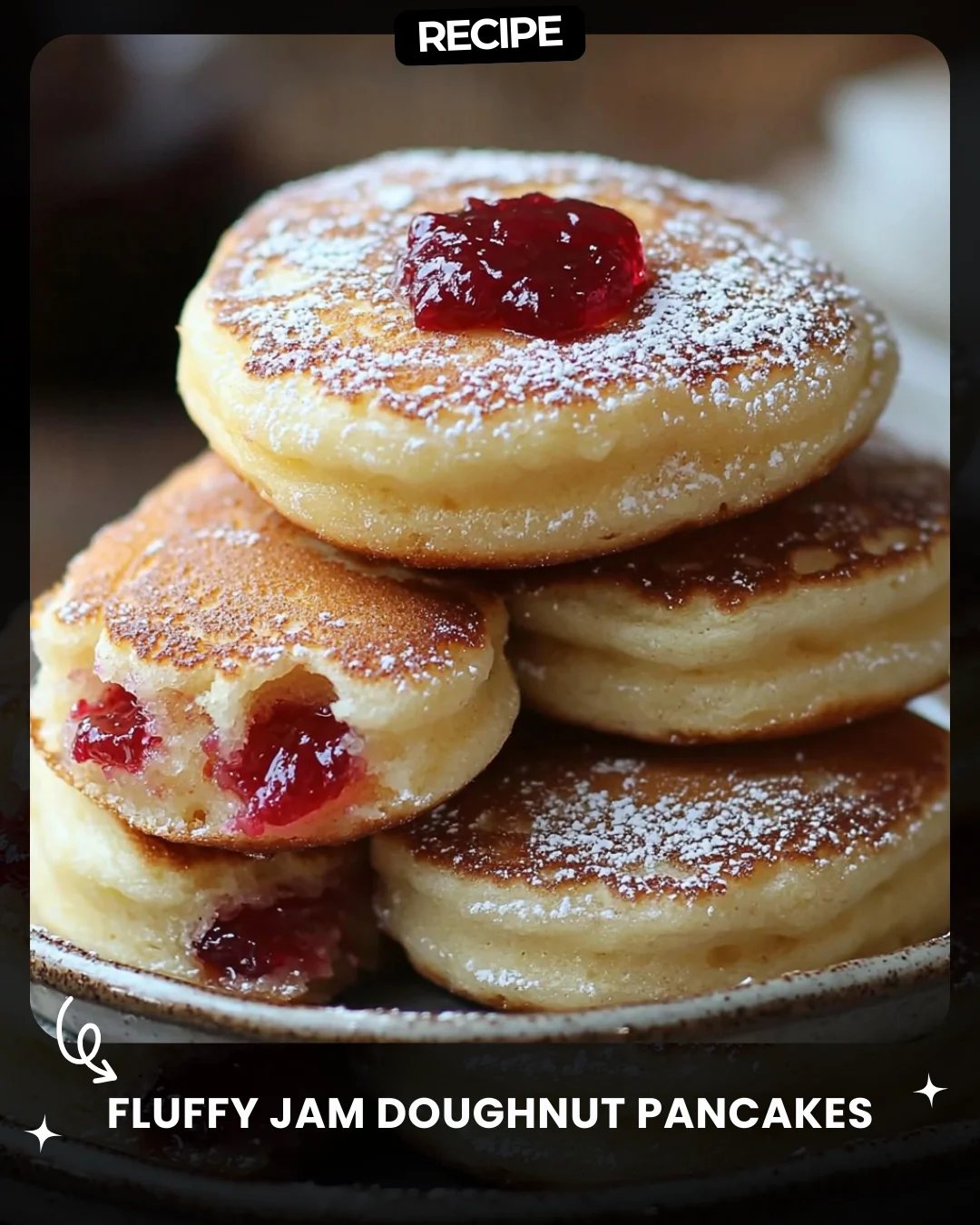 Fluffy Jam Doughnut Pancakes