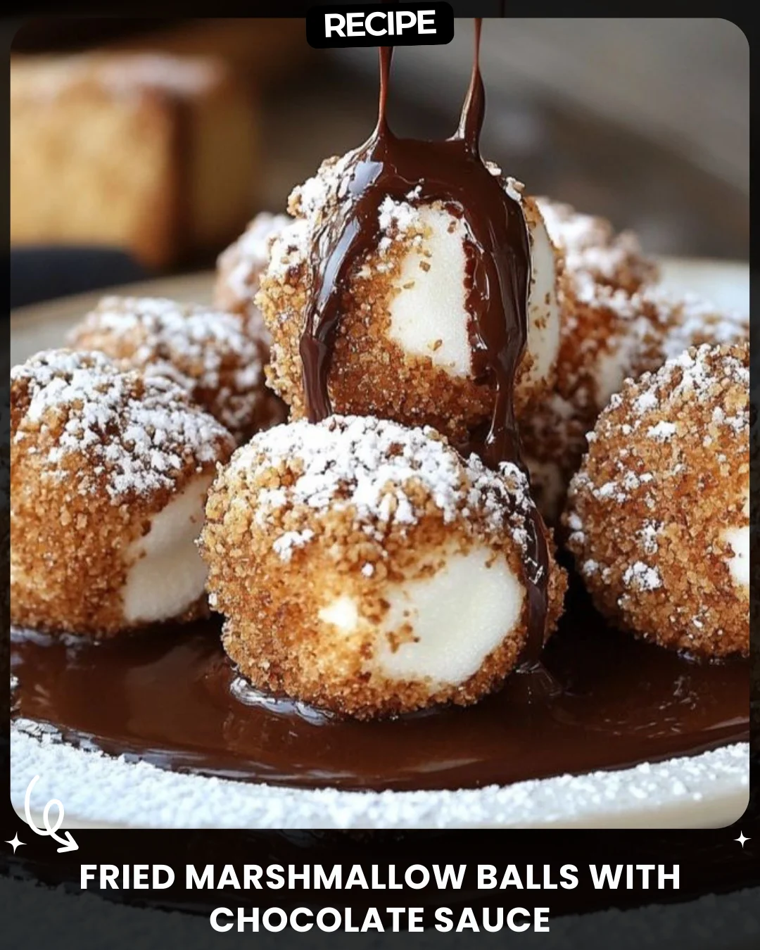 Fried Marshmallow Balls with Chocolate Sauce
