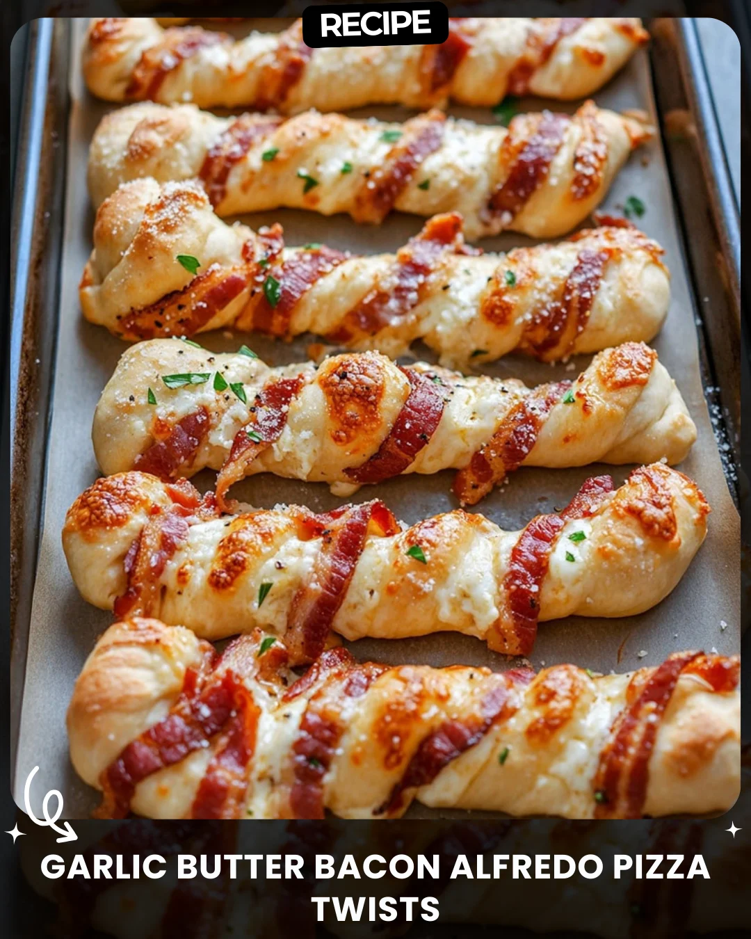Garlic Butter Bacon Alfredo Pizza Twists