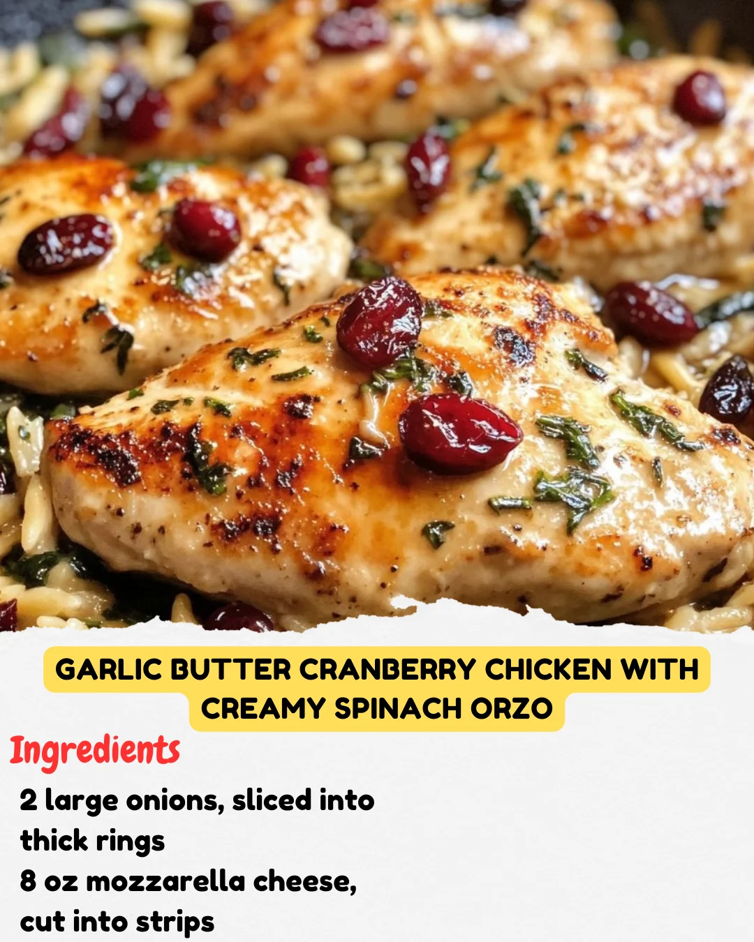 Garlic Butter Cranberry Chicken with Creamy Spinach Orzo